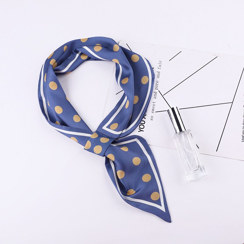 Foulard en soie Vintage à pois pour femmes, écharpe étroite à pois, Double face, ruban, sac à main, bretelles de ruban,: 2