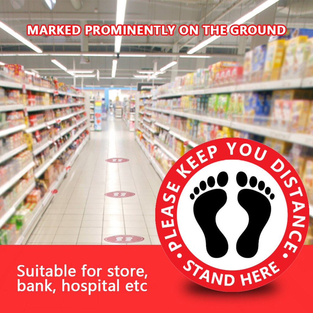 Ground sign Isolated label Please practice Wait Distancing Sign for Floor/Durable and Eye Catching