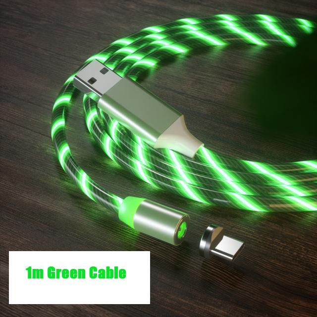 Cable magnético de luz LED, Micro USB, para Samsung tipo C, Xiaomi, iPhone: Green Light / For iphone