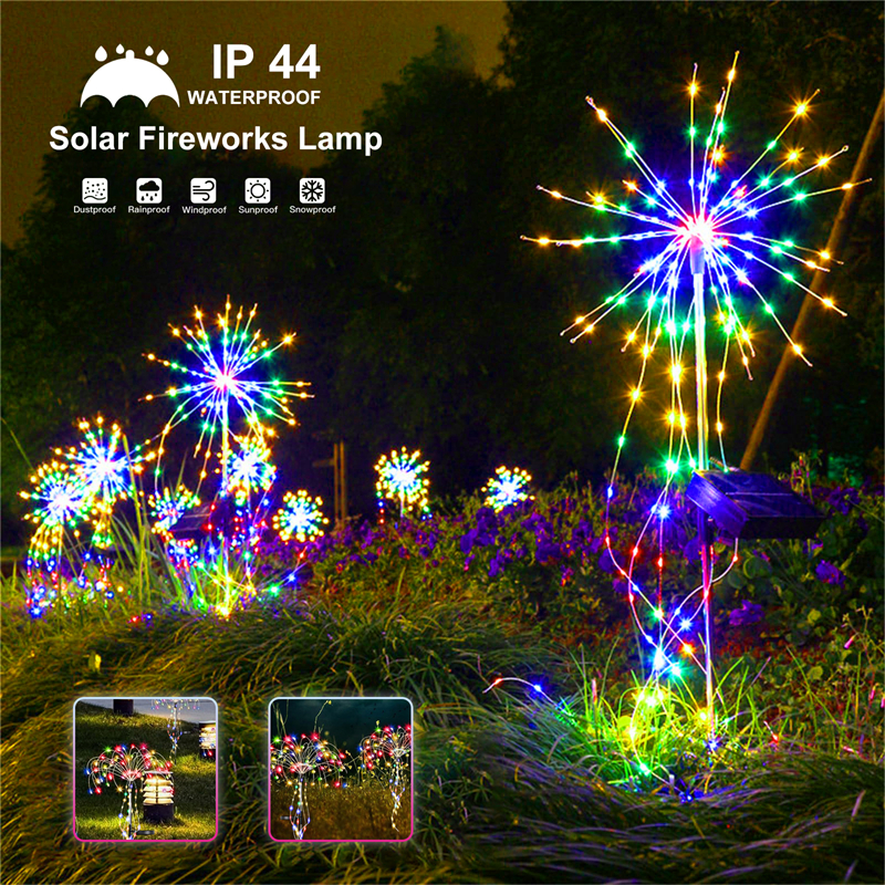 Luci per fuochi d'artificio a energia solare lampada da giardino per esterni impermeabile a portato 8 modalità di illuminazione per decorazioni di Halloween di natale per feste in giardino