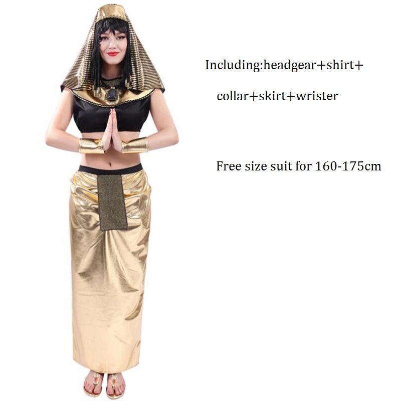 Stijl Egyptische Farao Rollenspel Uniform Koningin Lange Jurk Maskerade Carnaval Cleopatra Kostuum voor Party Show: Blauw