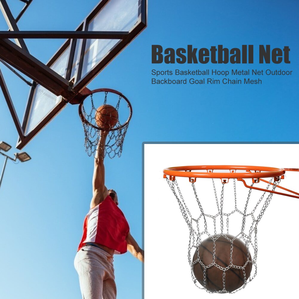 Sports Basketball Hoop Metal Net Outdoor Backboard Durable Goal Rim Chain Mesh for Outdoor Exercise Sport Ornaments