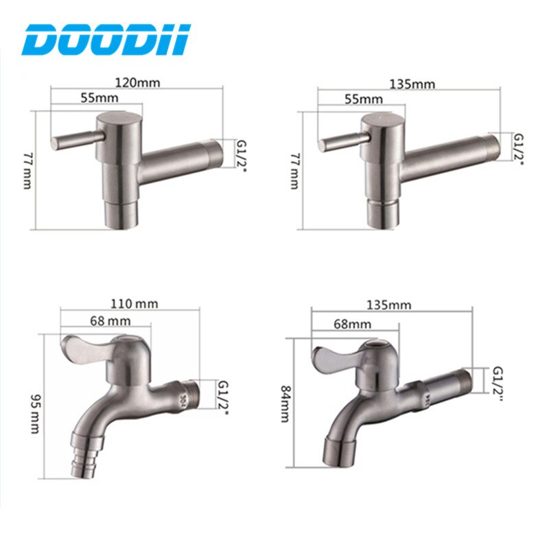 DODI 304 Stainless Steel Garden Faucet Wall Mounted Brushed Outdoor Bibcock Garden Wash Basin Mop Lengthen Faucet Mop Pool Taps