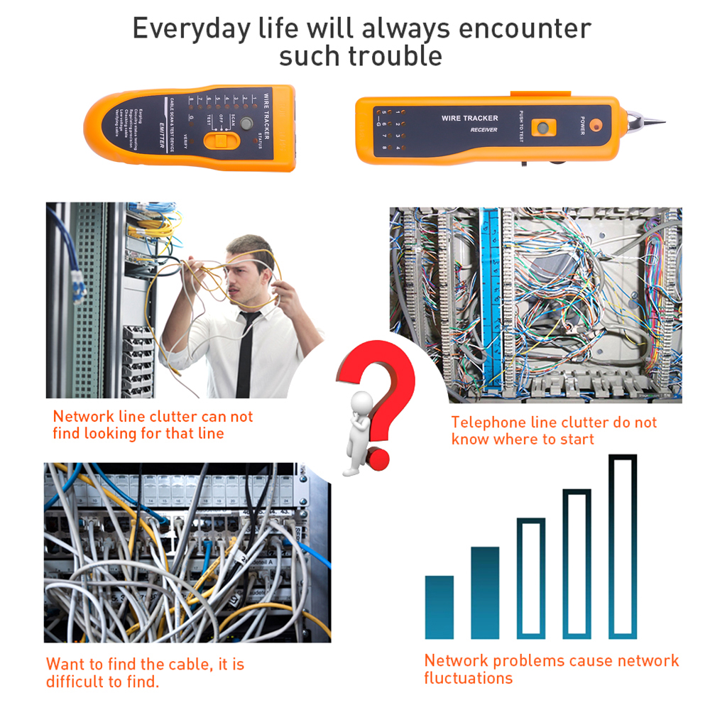 LAN-Netzwerkkabeltester Cat5 Cat6 RJ45 UTP STP Leitungssucher Telefonkabel-Tracker Tracer Diagnose Tone Distance Kabeltester