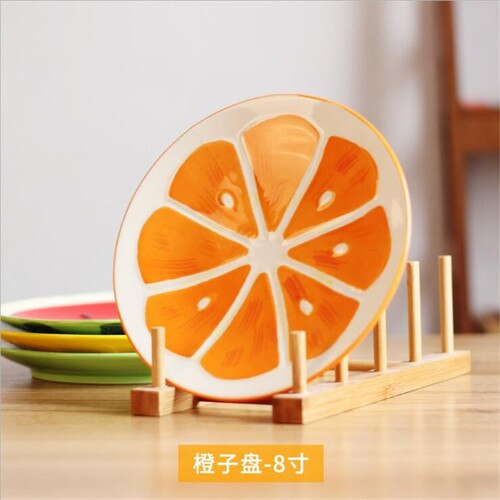 Household ceramic plate fruit plate 8 inch watermelon plate Japanese steak dessert breakfast plate tableware LB52003: 3