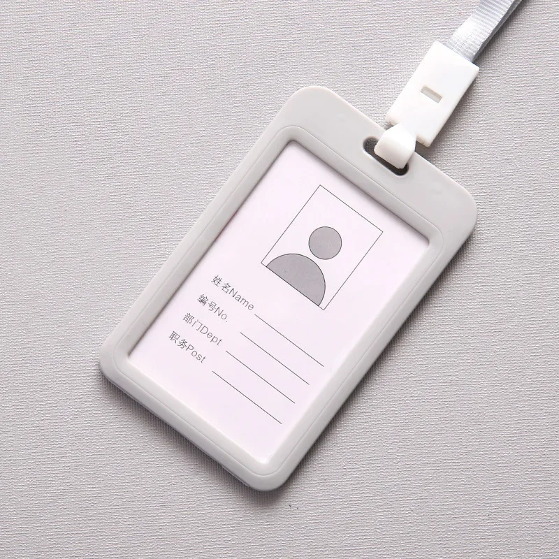 Color ID Card Holder Lanyard Badge Holder Name Id entification Sleeve Dual Clear Business Exhibit Office school strap Neck Hang: black