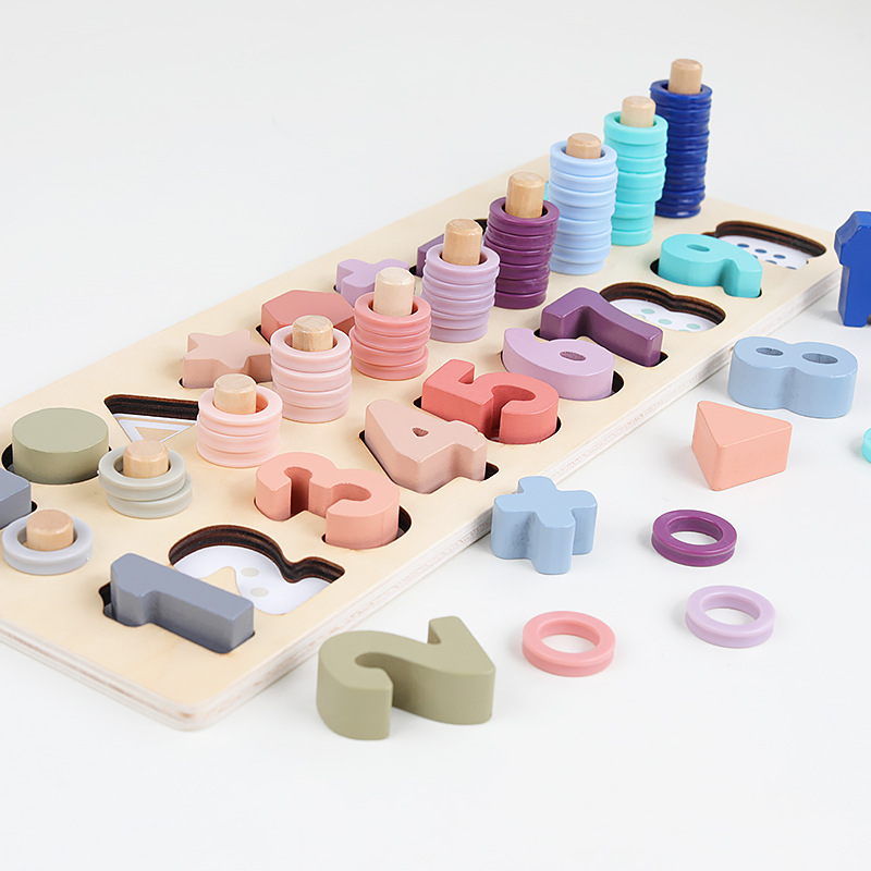 Førskole trælegetøj tælle geometrisk form kognition baby tidlig uddannelse læremidler matematik legetøj til børn pædagogisk legetøj