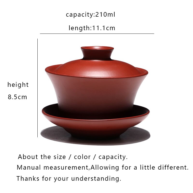 Gaiwan 210ml recipiente de té de arcilla púrpura Natural Set de tapa de platillo de té Yixing tetera maestro taza Teaware contenedor de jarras de bebida Decoración