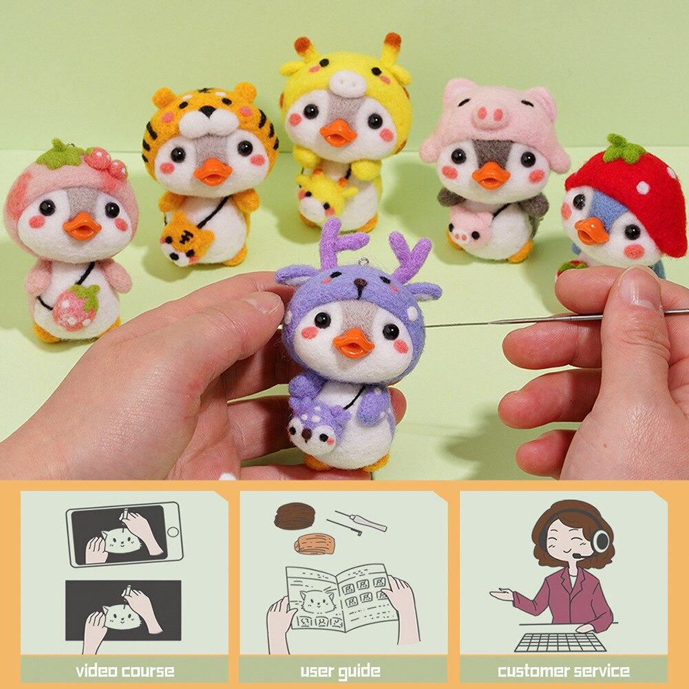 Nicht beenden Pinguin Wolle Filz Nadel Filzen Bausatz Diy Wolle Stieß Fühlte Handgemachte Spielzeug Paket Für Anfänger Mit Englisch Anweisung