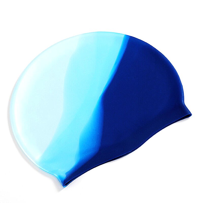 19-22.5CM Gradient Adult Silicone Swim Caps Ear Protect Rubber Swimming Waterproof Hat Swim Cover Radius Swim Accessories: Sky Blue