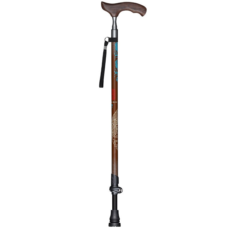 Bastón de mano ergonómico con agarre en T, bastón ultraligero de fibra de carbono para senderismo, bastones para ancianos: brown