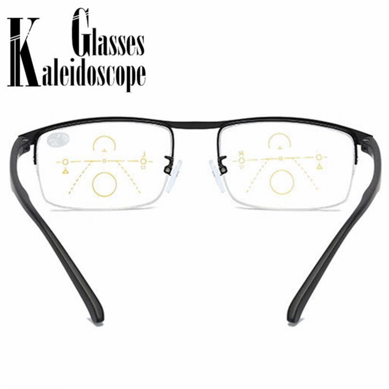 Half montuur progressieve multifocale leesbril dames heren blauw licht blokkerende metalen presbyopische bril dichtbij en veraf  +1.5 to +4