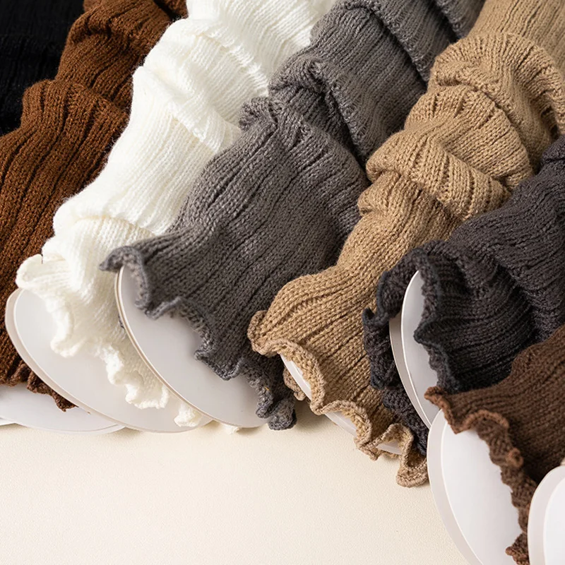 Barn lolita-stil gamasjer støvelmansjetter jente leggvarmere strikkede knestrømper svarte sokker til dame jul