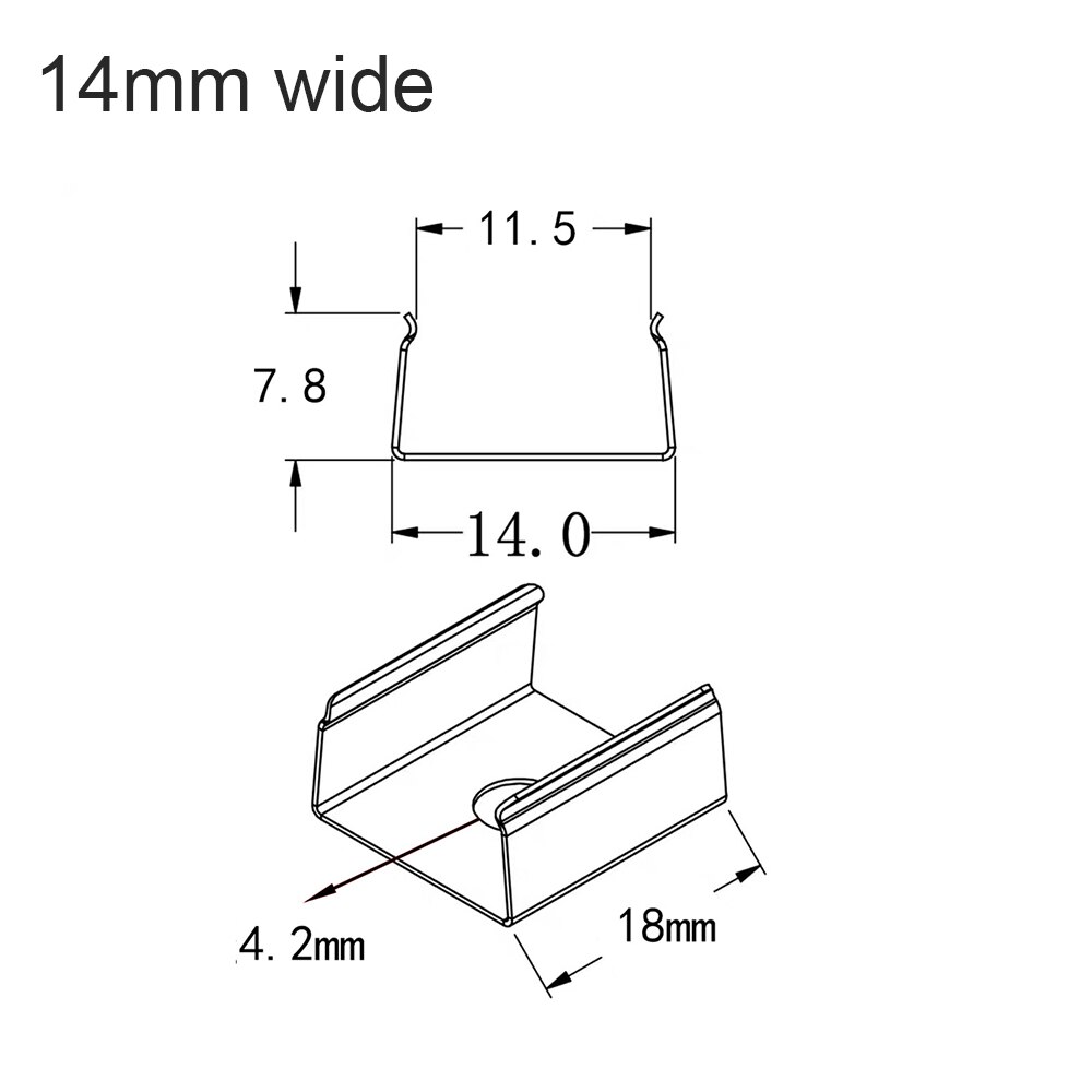 Clip de montaje U V YW para tira led, perfil de aluminio apto para 5730, 8520, 5050, 4014, carcasa de tira led: 10pcs for U 14mm