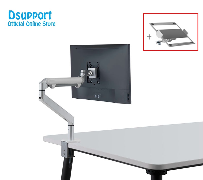 OZ-1S Aluminum 2 in 1 Mount 12-17 inch Laptop Holder + 17-32 inch Monitor Holder Gas Strut Arm Desktop Support Bracket Load 8kgs