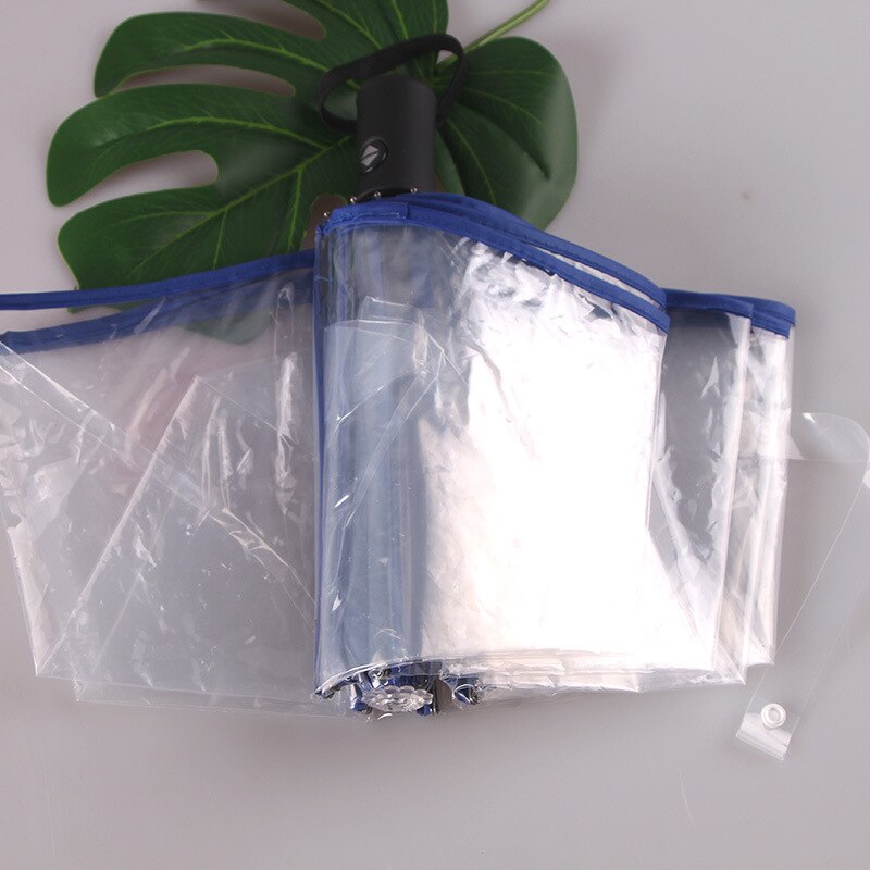 Paraguas plegables automáticos, transparentes, paraguas portátil, paraguas para lluvia, paraguas bonito para mujer: Azul