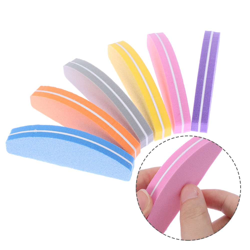 1Pcs Half Moon Nail File 100/180 Sponge Mini Nail Buffer Block Files For UV Gel Polish Colorful Manicure Sanding Nail Art Tool