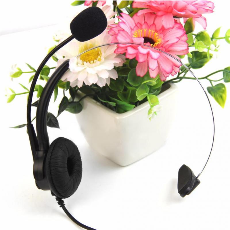 Telephone Headset Call Center Operator Monaural Headphone Customer Service Landline Voice Call Chat Headset Earphone ~