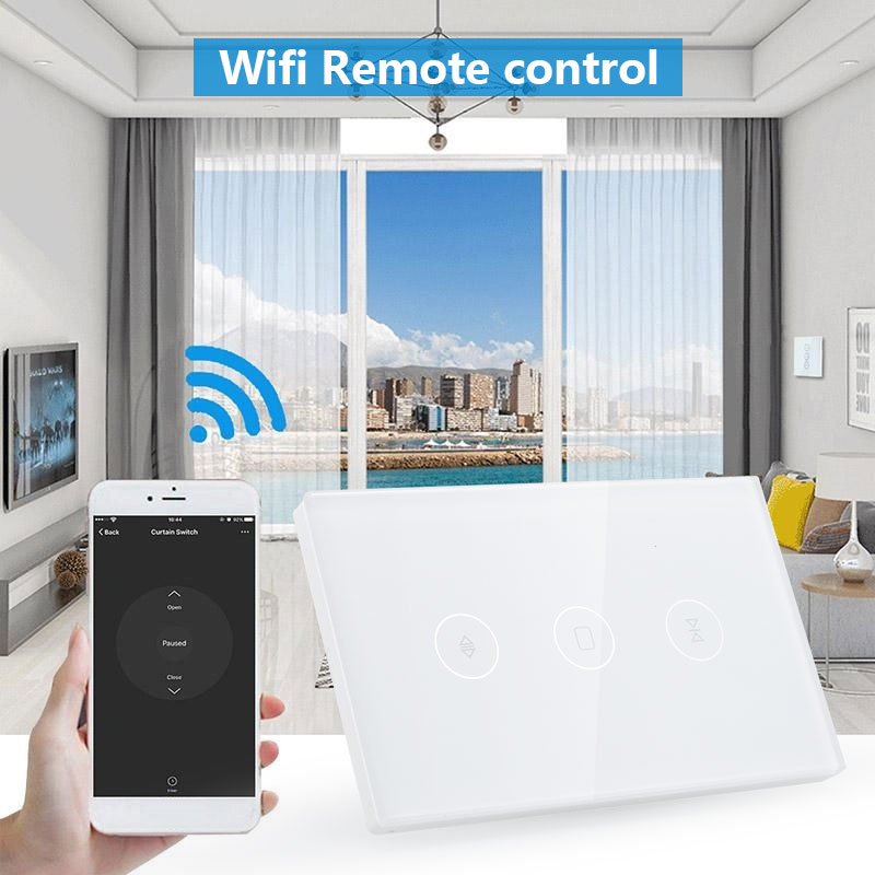 Wall Switch Voice Control Timing Phone APP Wifi Electrical Blinds Switch Wifi Curtain Switch Delay Wifi Curtain Roller Switch