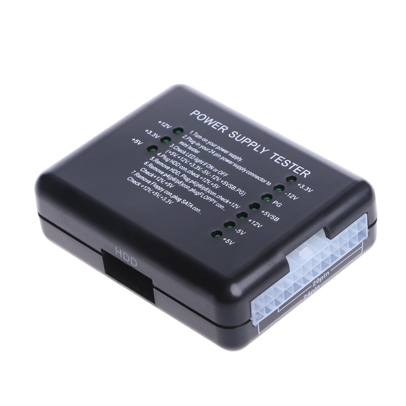 24 Pin Power Supply Tester Checker LED for PSU ATX SATA HDD Meter Measuring 12V 5V 3.3V