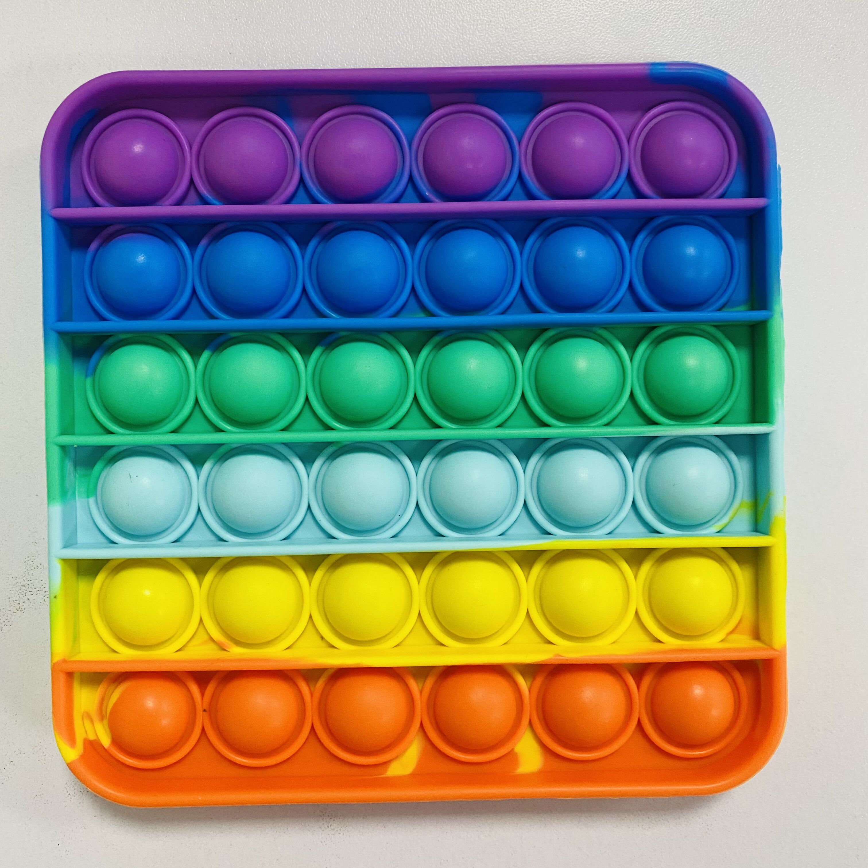 Push Bubble pop it Autism Fidget Toys Special Needs Stress Reliever Helps Relieve Stress and Increase Focus Soft Squeeze Toy: Square-Rainbow