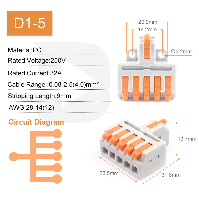 5 STKS Snelle Draad Connector Push-in Elektrische Klemmenblok Universele Splicing Bedrading Kabel Connectors Voor Kabel Verbinding SPL ﻿: MULTI