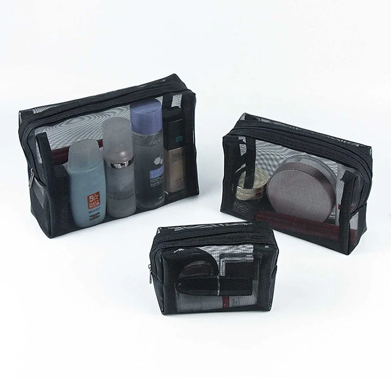 1 Stuks Vrouwelijke Make-up Tasje Draagbare Kleine Grote Toilettas Beauty Case Vrouwen Mesh Cosmetische Tas Reizen Opslag Make-up Tas Organizer