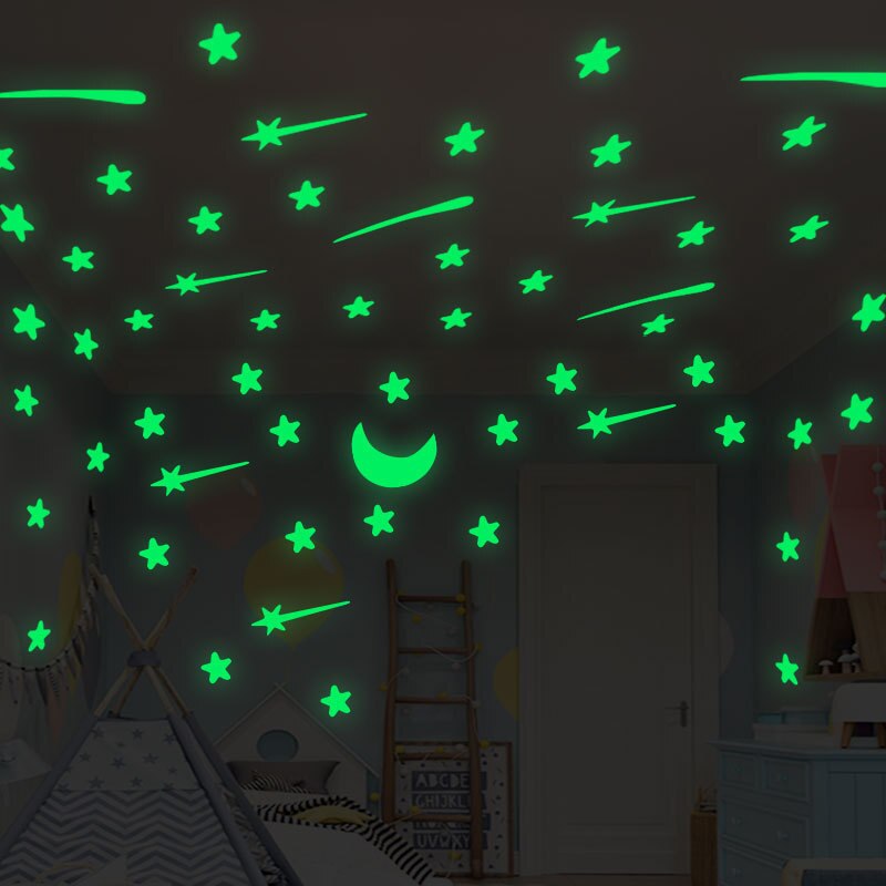 Självlysande stjärna prickar sovrum baby barnrum dekal glöd på natten fluorescerande drömlik heminredning