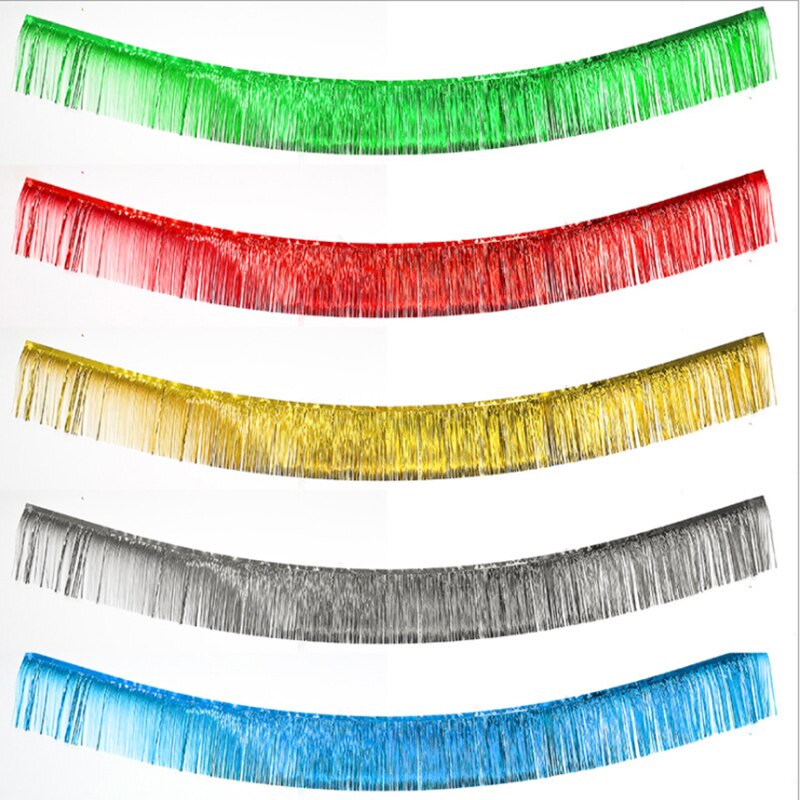 2.75M Foil Tinsel Banner Party Decorations Anniversaire Wedding Decoration Birthday Party Backdrop Easter Tassel Foil Curtain