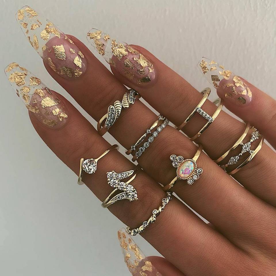 17 teile/satz Böhmischen Geometrische Schlange bilden Knöchel Ringe einstellen Für Frauen Kristall Finger Ring Weiblichen Boho hochzeit Schmuck: Gold