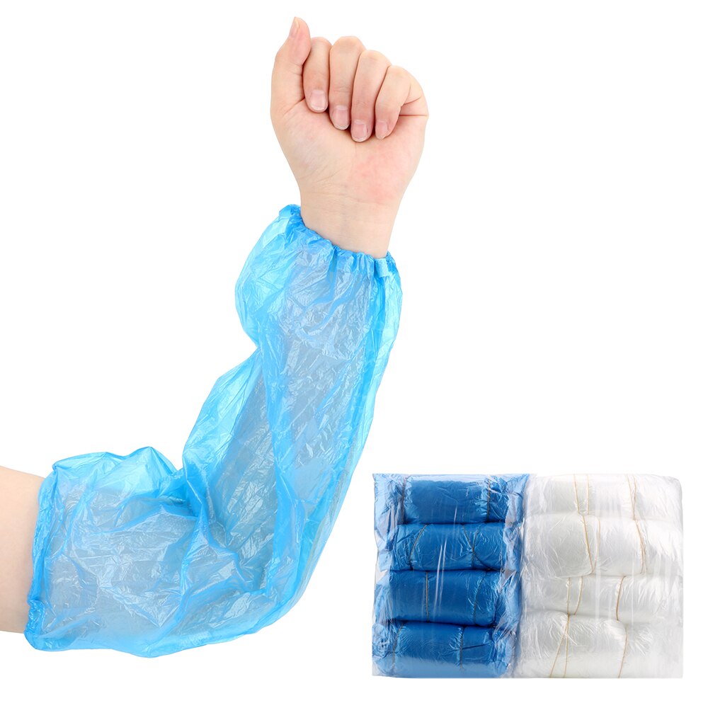 100 Stks/pak Lange Mouw Waterdicht En Olie-Proof Huishoudelijke Schoonmaakproducten Wegwerp Arm Mouwen Met Elastiek