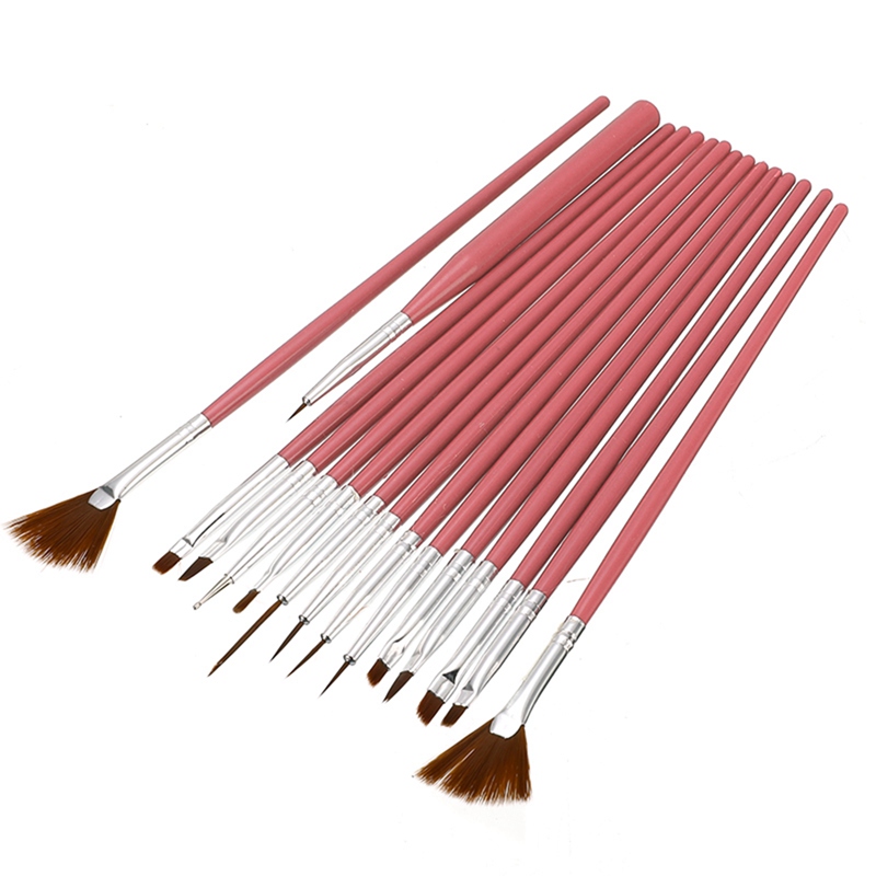 15PCS Face Body Paint Brushes Nylon Hair Painting Nail Brush Set Plastic Handle Drawing Brushes Art Tools Kit