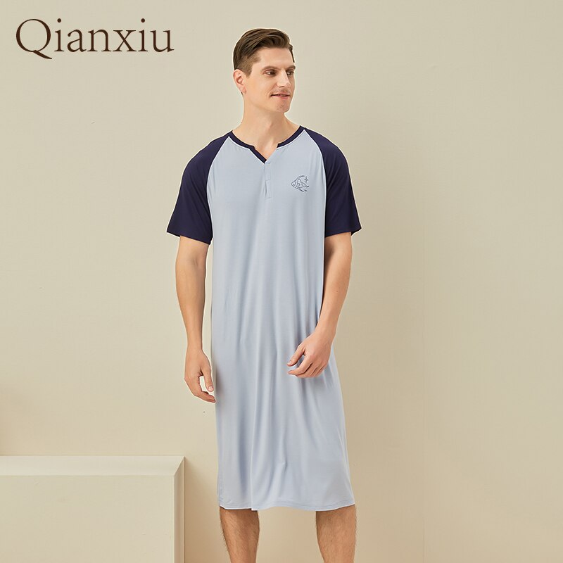 Summer Bamboo Fiber Home Sleepskirt Comfy Loose Men Sleepskirt 212121