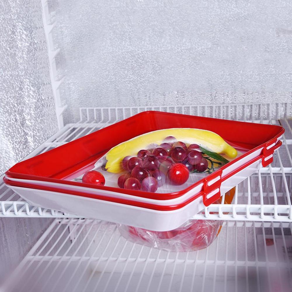 6Pcs Clever Tray Food Plastic Preservation Tray Kitchen Items Food Storage Container Set Food Fresh Storage Microwave