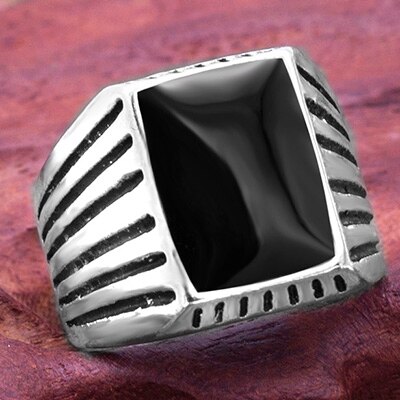 Anel de gotejamento de óleo quadrado preto vintage anéis de casamento masculino liga acessórios de jóias: 8 / 2