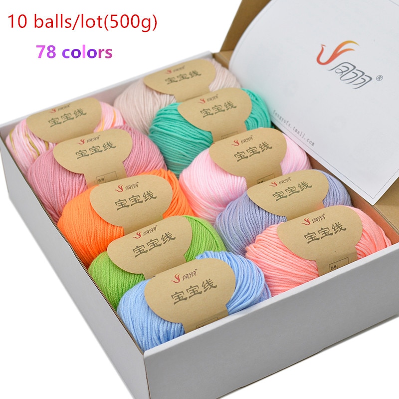 500G 10Balls/Lot Melk Katoenen Garen Baby Wol Garen Draad Voor Diy Breien Breigaren Gebreide deken Gehaakte Garen