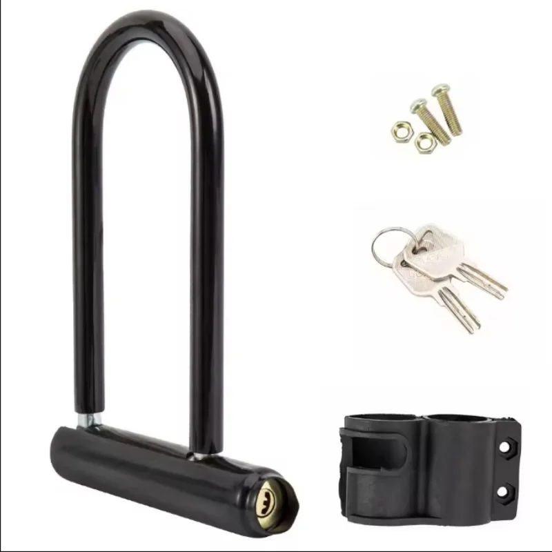 Verrou de vélo en U antivol, robuste, pour roue de vélo de route et vtt, avec clé, accessoires de cyclisme pour moto et Scooter