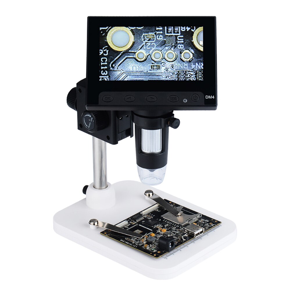 1000x digitale elektronische microscoop 4.3 '' high definition lcd-scherm draagbare microscoop 720p 30w led digitale vergrootglas: Zwart