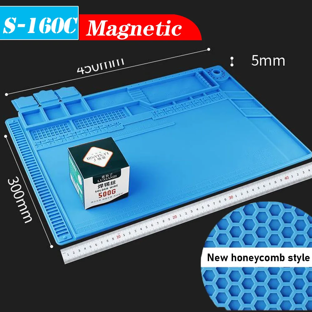 500℃ Heat-Resistant Soldering Station Silicon Mat Work Pad Desk Platform Welding Station for Electronic BGA Soldering Station: green