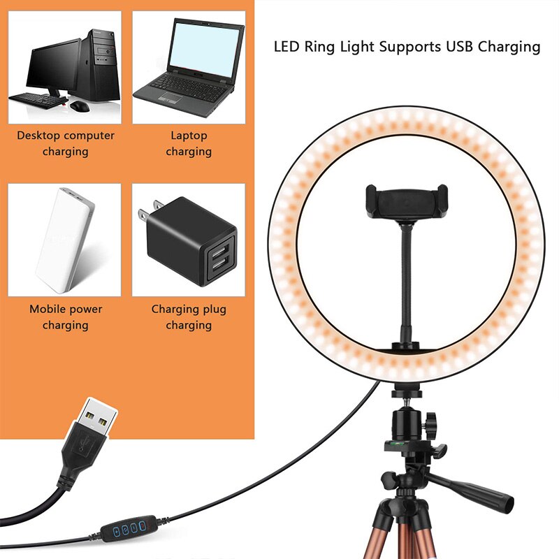 10 Inch Ring Licht Met Stand - Rovtop Led Camera Selfie Licht Ring Voor Telefoon Statief En Telefoon Houder Voor video Fotografie