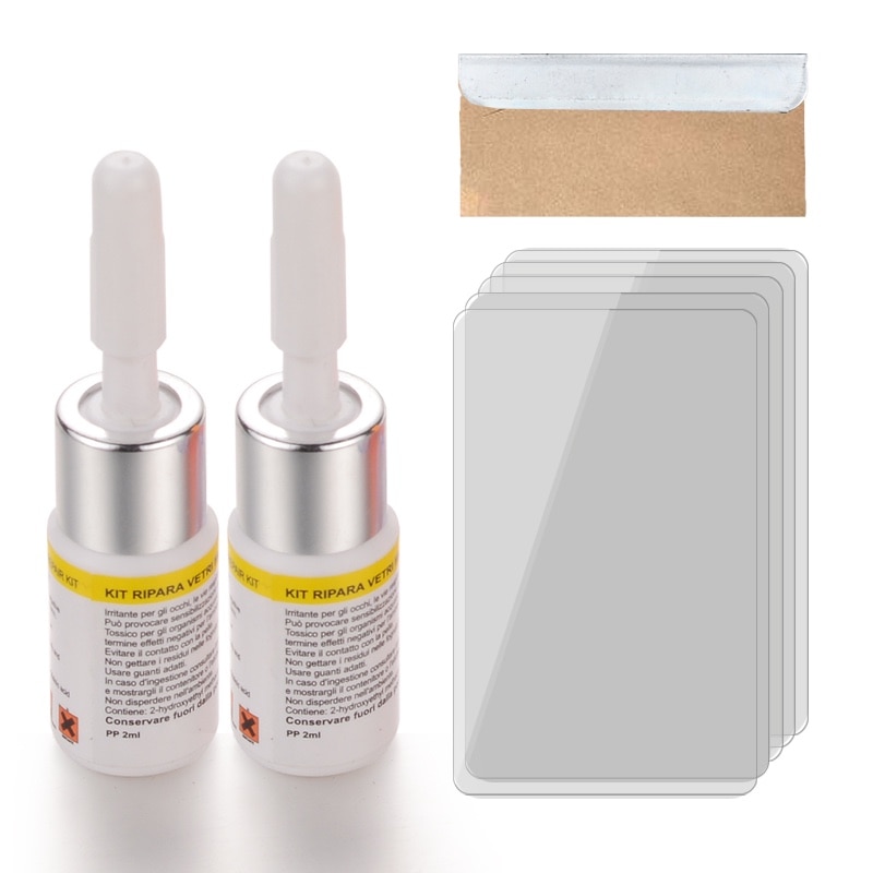 Kit de resina de reparación de vidrio para parabrisas de coche herramienta de fijación de ventana de vehículo fácil de usar y utilizar cinta transparente para prevenir: White