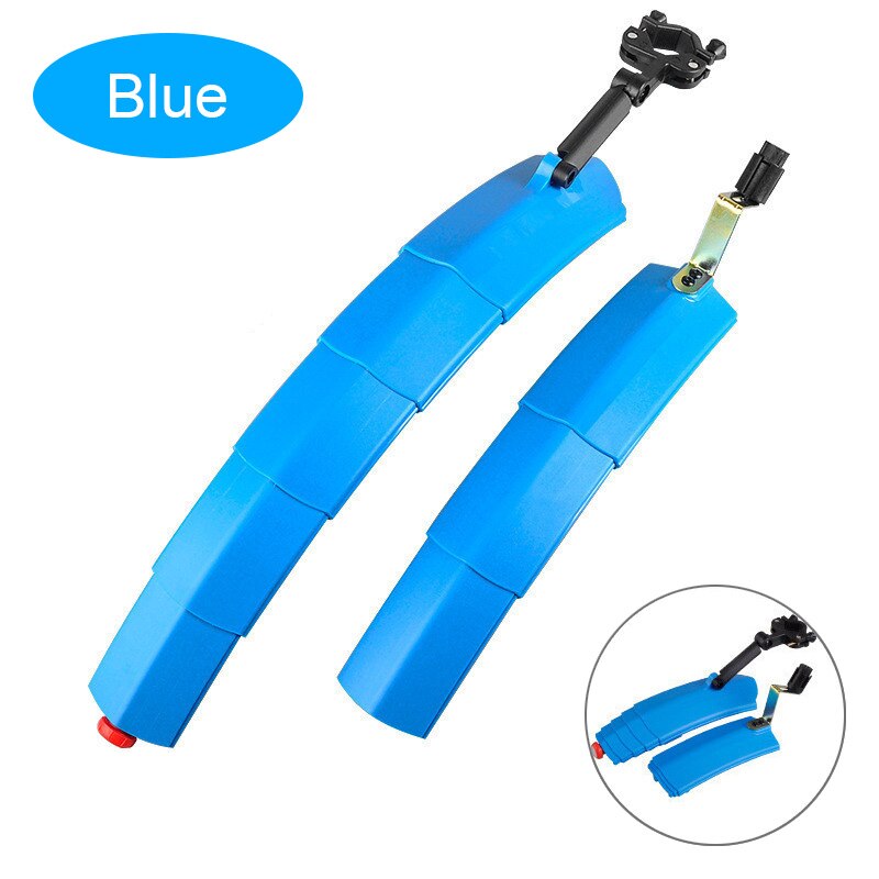 Fiets Spatbord Set Telescopische Vouw Fiets Spatbord Met Achterlicht Fietsen Voor Achter Spatbord Fiets Spatbord Quick Release Protector: Blue