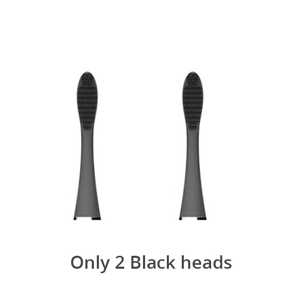 Cepillo de dientes eléctrico sónico de silicona, cepillo de dientes eléctrico de cerdas suaves, impermeable, Limpieza Profunda, cabezal de cepillo de grado alimenticio,: 2 black heads