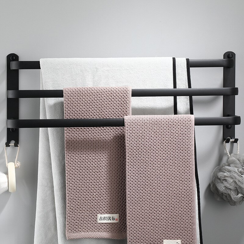 Bath Towel Bars Matte Black Bathroom 3-Tiers Ladder Towel Rails Wall Mounted Towels Shelves Rack Stainless Steel,Towel Rack