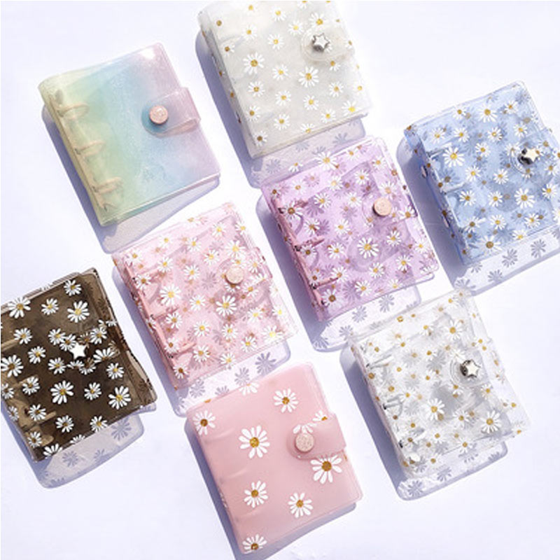 Transparent Star Pink A8 Mini Notebook 3 Hole Planner Binder Spiral Personal Journal clear Shell