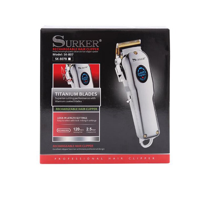 Recortador de pelo eléctrico surker, SK-807B, cabezal de aceite, recortador de pelo recargable inalámbrico 1800mA, recortador de barba, máquina de corte de pelo