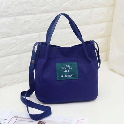 Soft Canvas Tas Grote Capaciteit Vrouwen Boodschappentas Dames Dagelijks Gebruik Handtassen Mini Toevallige Strandtas Tote: Blauw