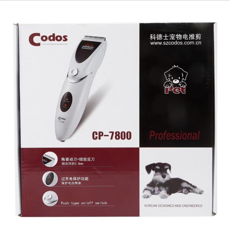 100% Originele Codos CP-7800 Huisdier Scheren Wol Implementeren Haar Trimmer Pet Haar Scheerapparaat Elektrische Tondeuse Wit 100-240V