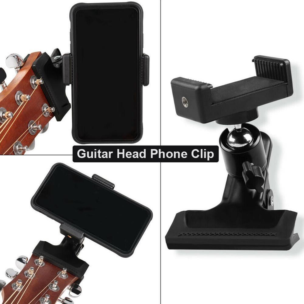 Guitar hoved klip mobiltelefon holder live udsendelse mobiile telefon beslag stativ stativ klip hoved og mobiltelefon klip