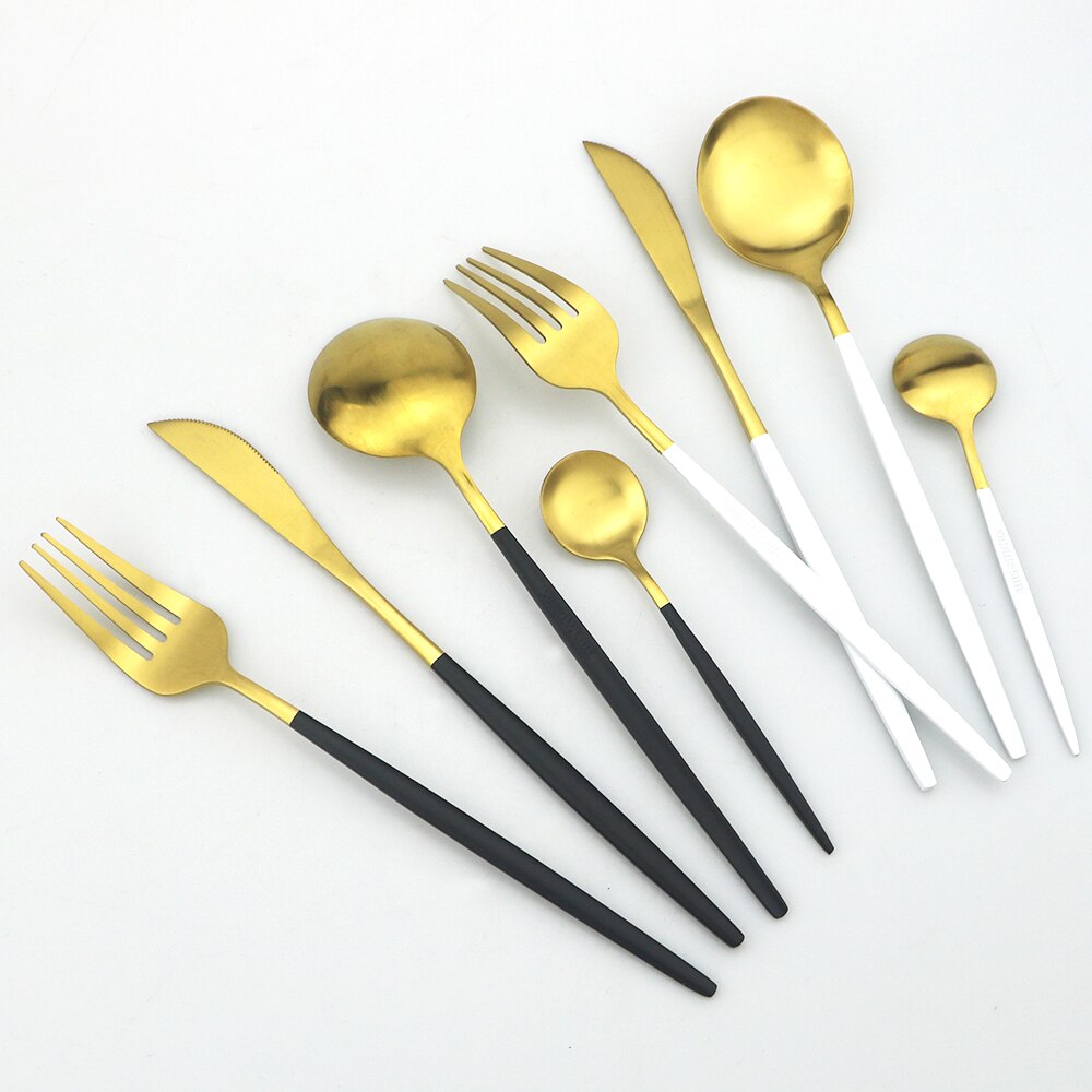 Couverts bleu en acier inoxydable 410, 24 pièces, service de table, coutellerie, cuillère, fourchette, couteau, argenterie, coutellerie